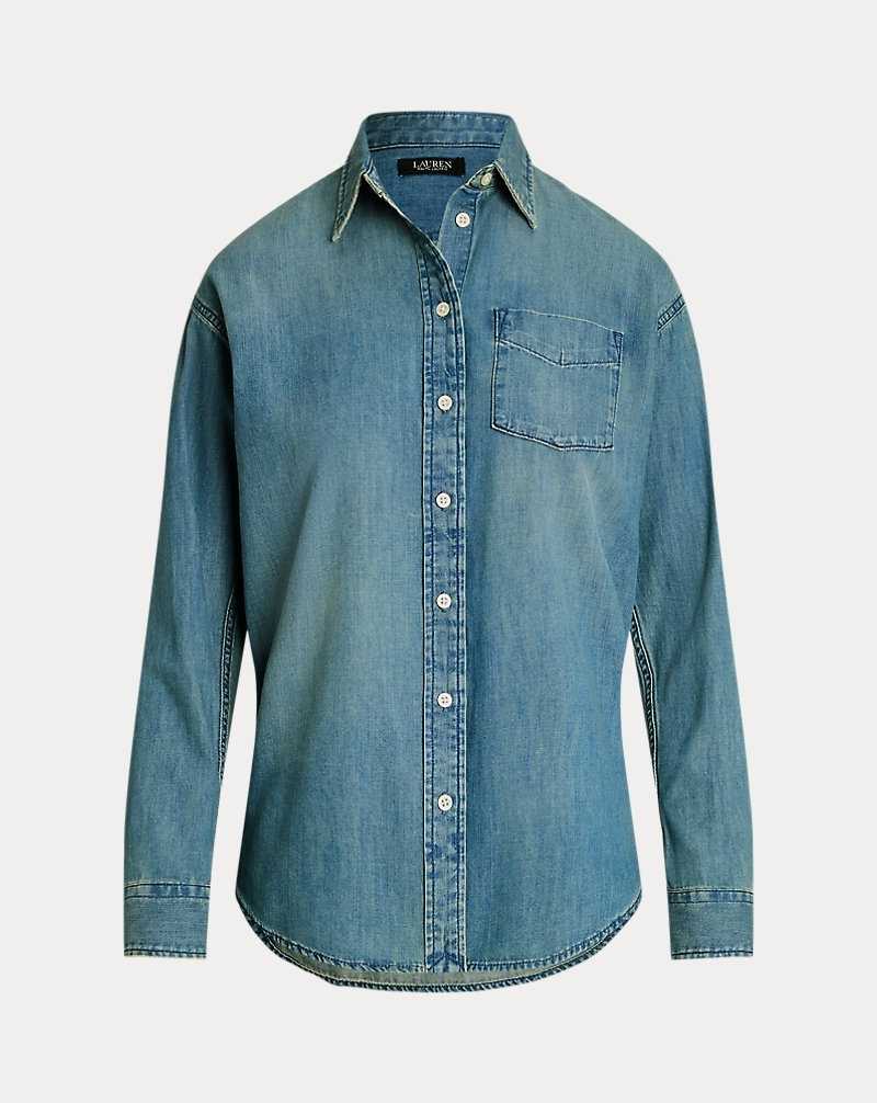 Camisas Ralph Lauren Relaxed Fit Denim Mujer Azules Azules | XRAIWJZ-16 - vista 2