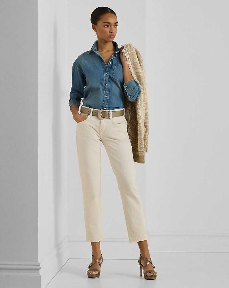 Camisas Ralph Lauren Relaxed Fit Denim Mujer Azules Azules | XRAIWJZ-16 - vista 3