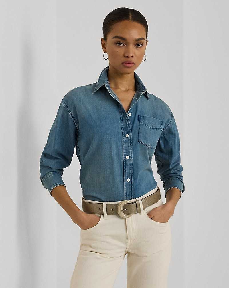 Camisas Ralph Lauren Relaxed Fit Denim Mujer Azules Azules | XRAIWJZ-16 - vista 1