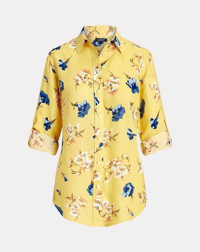 Camisas Ralph Lauren Relaxed Fit Floral Linen Mujer Amarillos | XMWLQIN-78 - vista 2