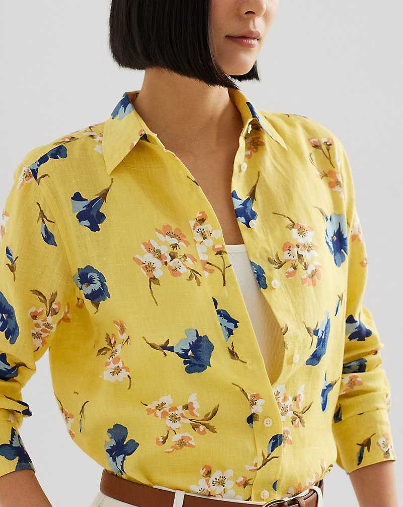 Camisas Ralph Lauren Relaxed Fit Floral Linen Mujer Amarillos | XMWLQIN-78 - vista 5