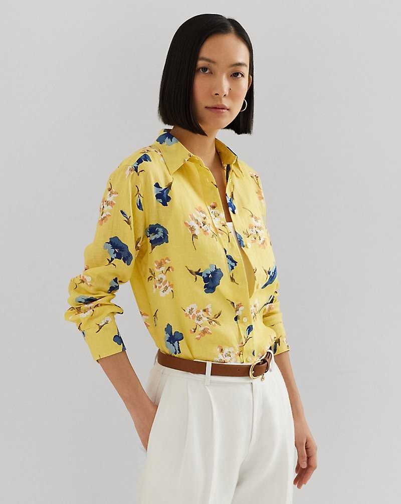Camisas Ralph Lauren Relaxed Fit Floral Linen Mujer Amarillos | XMWLQIN-78 - vista 1