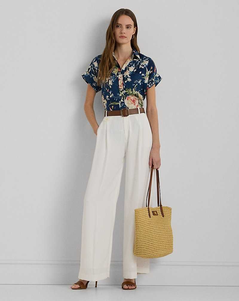Camisas Ralph Lauren Relaxed Fit Floral-Sleeve Mujer Azules | PJBGCLK-76 - vista 3