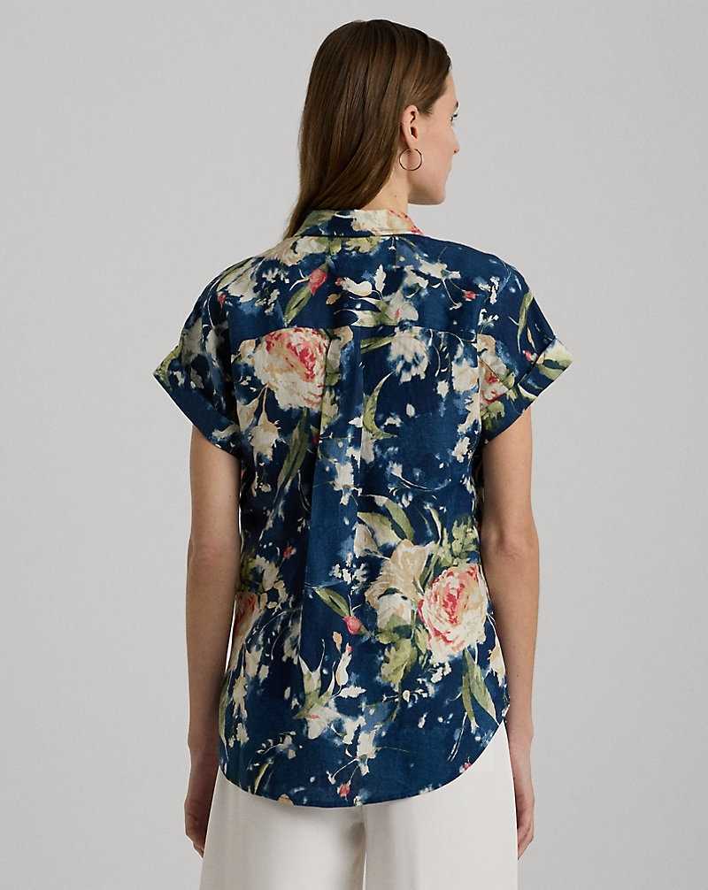 Camisas Ralph Lauren Relaxed Fit Floral-Sleeve Mujer Azules | PJBGCLK-76 - vista 4