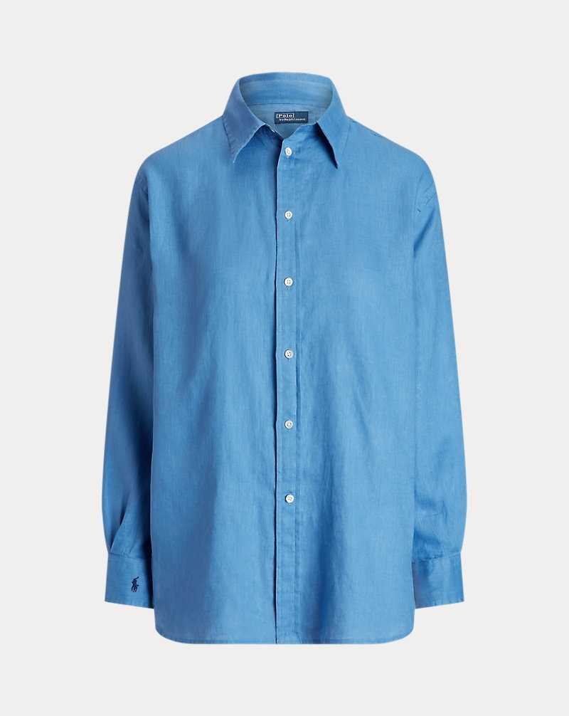 Camisas Ralph Lauren Relaxed Fit Linen Mujer Azules | PYWIDVK-97 - vista 2