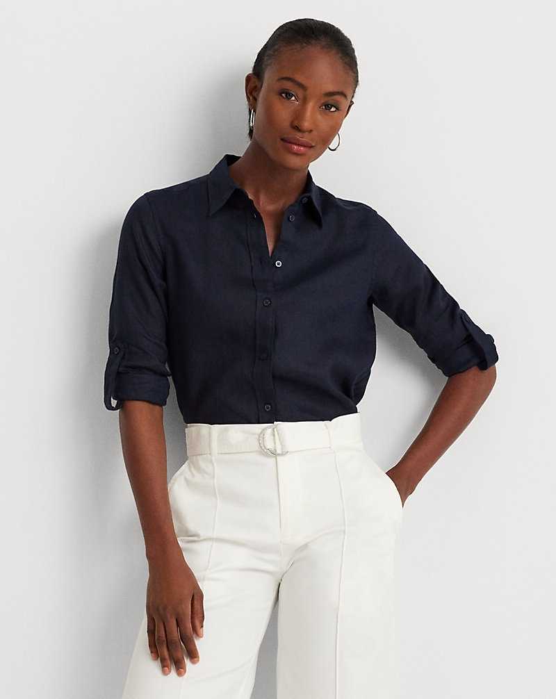 Camisas Ralph Lauren Relaxed Fit Linen Mujer Azul Marino | AJFPIBX-32 - vista 1