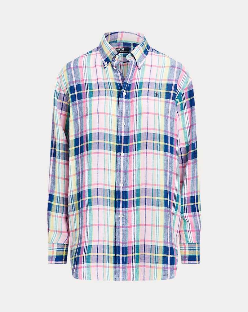 Camisas Ralph Lauren Relaxed Fit Linen Mujer 1623 Pink/Blue Multi | ATKBLYG-18 - vista 2