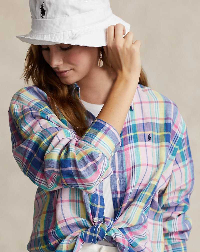 Camisas Ralph Lauren Relaxed Fit Linen Mujer 1623 Pink/Blue Multi | ATKBLYG-18 - vista 5