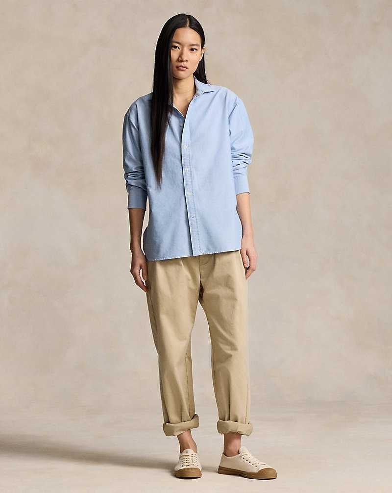 Camisas Ralph Lauren Relaxed Fit Oxford Mujer Azules | QDKPBOE-45 - vista 3
