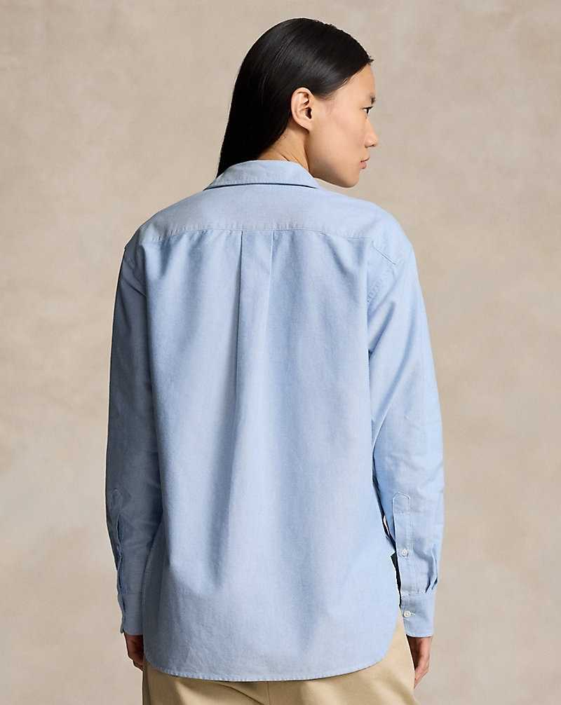 Camisas Ralph Lauren Relaxed Fit Oxford Mujer Azules | QDKPBOE-45 - vista 4