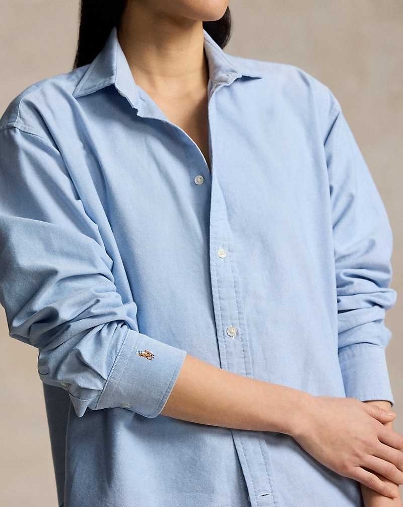 Camisas Ralph Lauren Relaxed Fit Oxford Mujer Azules | QDKPBOE-45 - vista 5