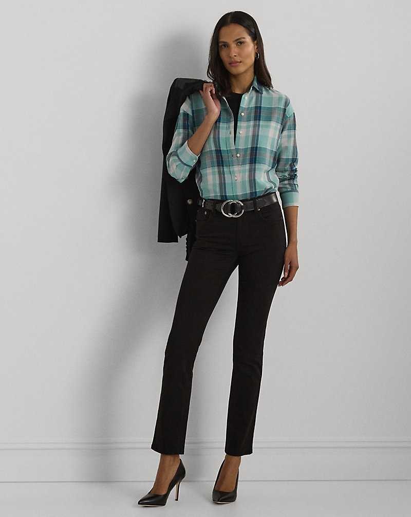 Camisas Ralph Lauren Relaxed Fit Plaid Cotton Twill Mujer Turquesa | EJTCHSU-47 - vista 3