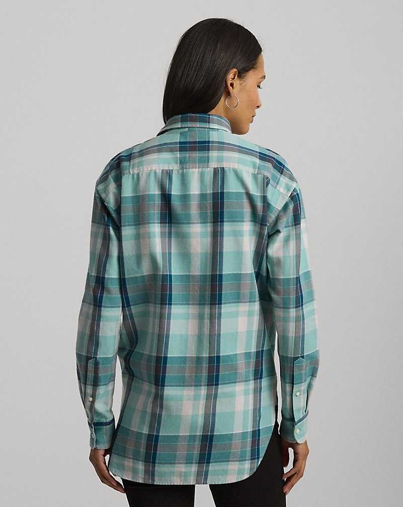 Camisas Ralph Lauren Relaxed Fit Plaid Cotton Twill Mujer Turquesa | EJTCHSU-47 - vista 4