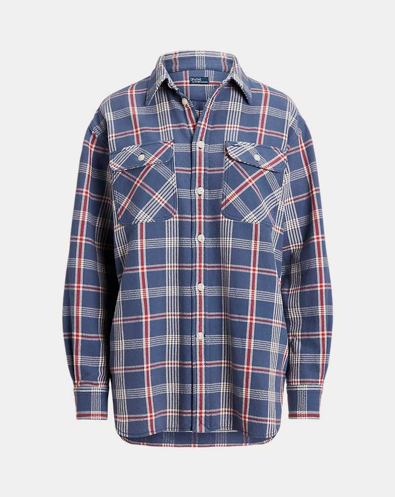 Camisas Ralph Lauren Relaxed Fit Plaid Cotton Twill Mujer Azules Creme Rosas | YWTKZMG-50 - vista 2