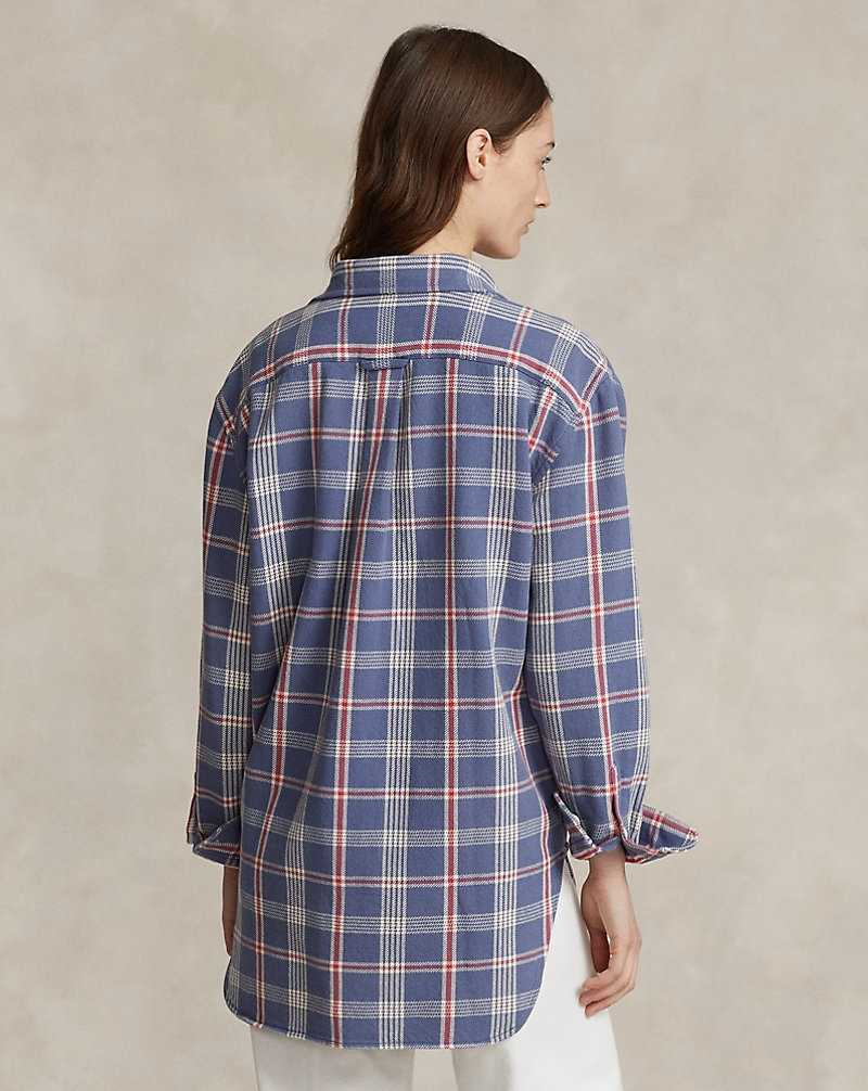 Camisas Ralph Lauren Relaxed Fit Plaid Cotton Twill Mujer Azules Creme Rosas | YWTKZMG-50 - vista 4