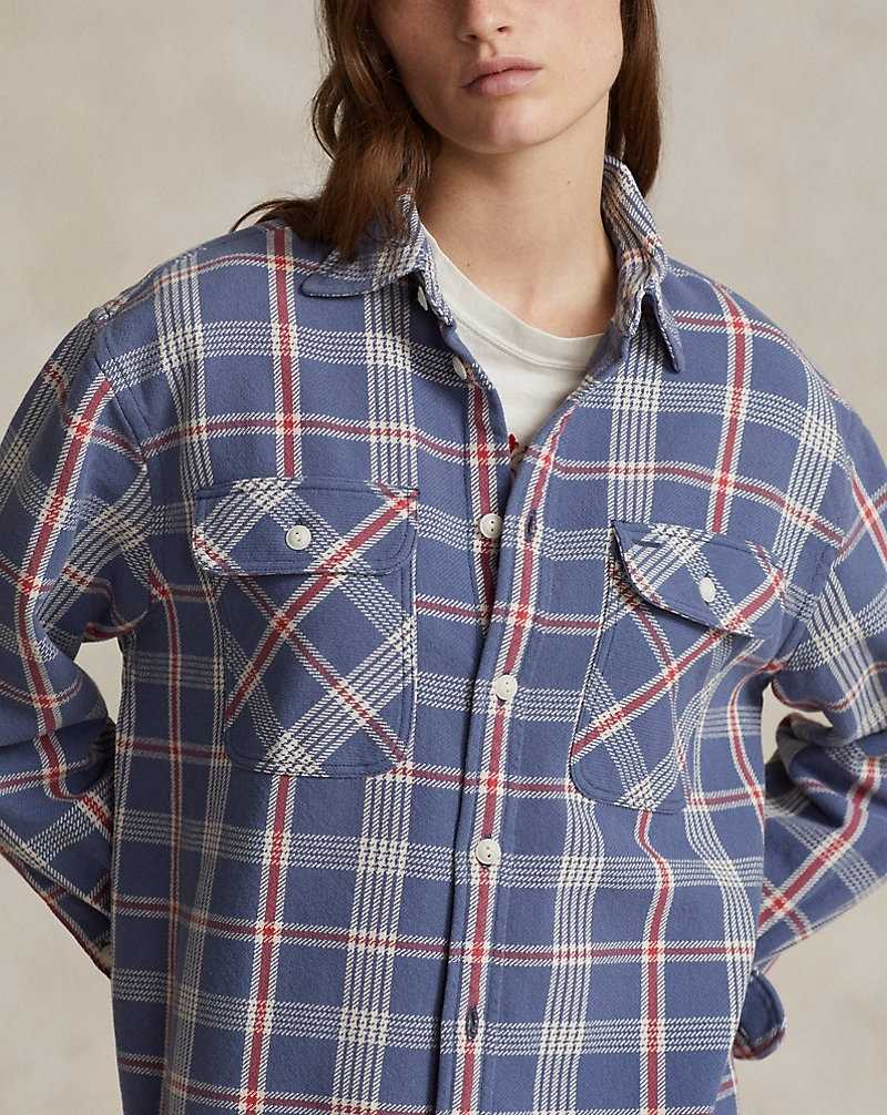 Camisas Ralph Lauren Relaxed Fit Plaid Cotton Twill Mujer Azules Creme Rosas | YWTKZMG-50 - vista 5