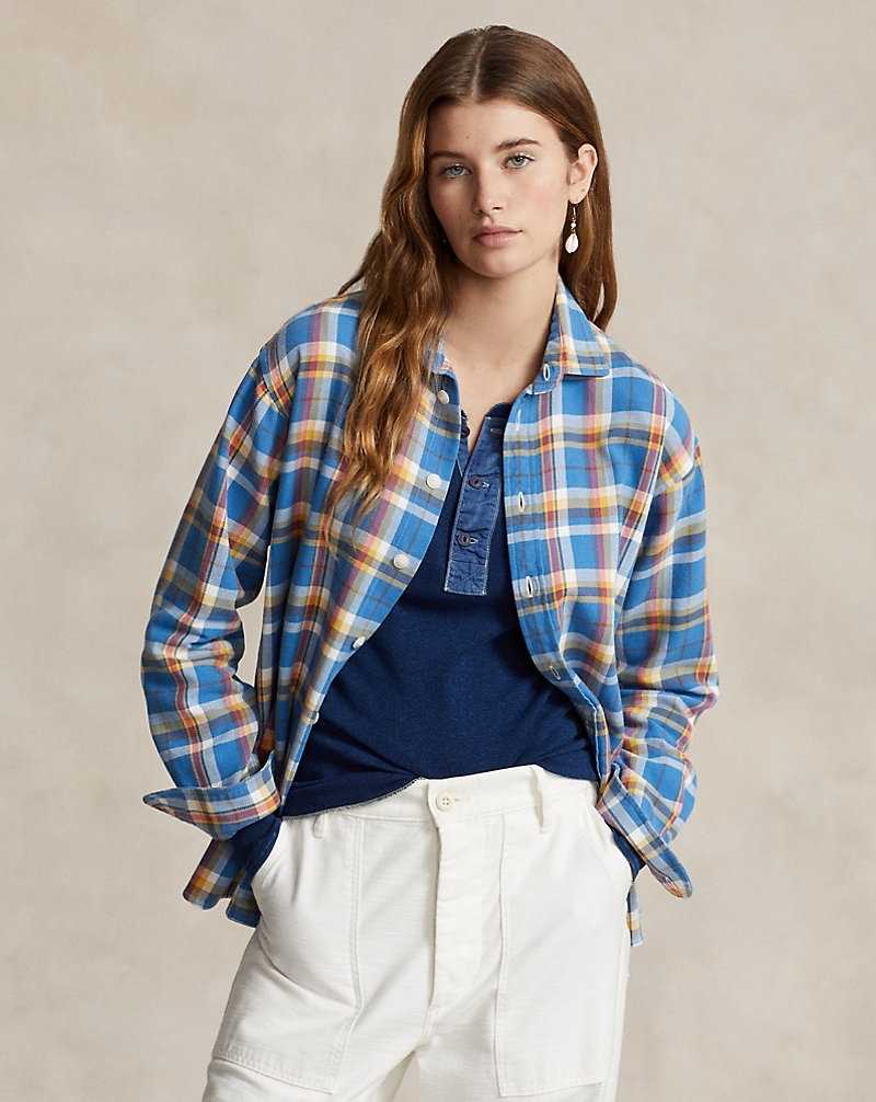 Camisas Ralph Lauren Relaxed Fit Plaid Cotton Mujer 1545 Blue/White/Red Multi | YRBDWVX-67 - vista 1