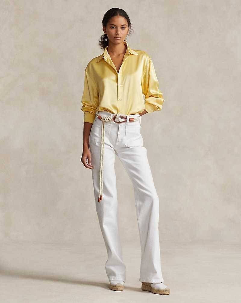 Camisas Ralph Lauren Relaxed Fit Silk Charmeuse Mujer Amarillos | UITJGNR-18 - vista 3