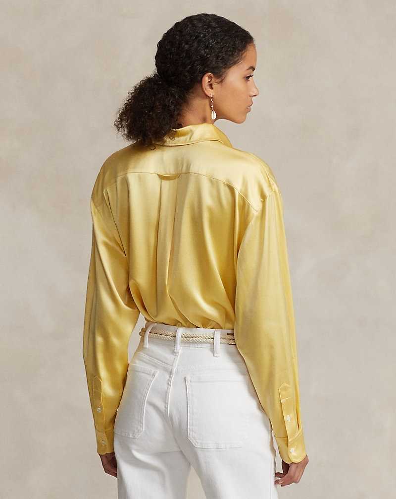 Camisas Ralph Lauren Relaxed Fit Silk Charmeuse Mujer Amarillos | UITJGNR-18 - vista 4