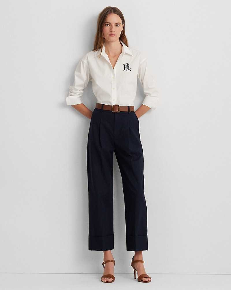 Camisas Ralph Lauren Relaxed Fit Stretch Cotton Mujer Blancos | WHCVBOR-18 - vista 3