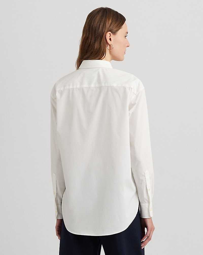 Camisas Ralph Lauren Relaxed Fit Stretch Cotton Mujer Blancos | WHCVBOR-18 - vista 4