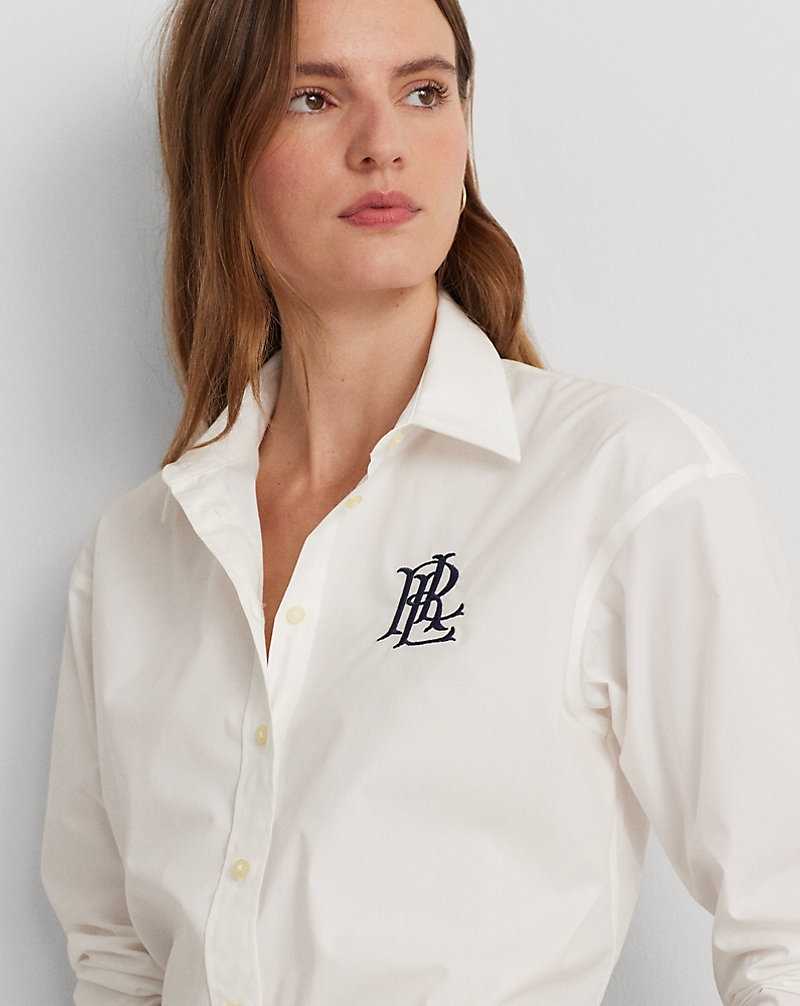 Camisas Ralph Lauren Relaxed Fit Stretch Cotton Mujer Blancos | WHCVBOR-18 - vista 5