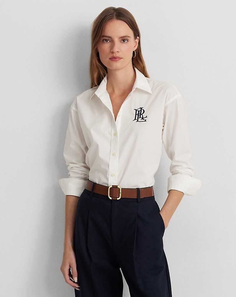 Camisas Ralph Lauren Relaxed Fit Stretch Cotton Mujer Blancos | WHCVBOR-18 - vista 1
