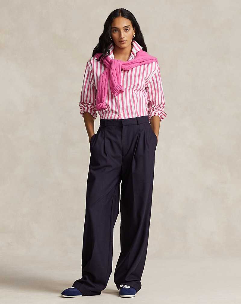 Camisas Ralph Lauren Relaxed Fit Striped Cotton Mujer 860o Pink/White | TQELZUG-81 - vista 3