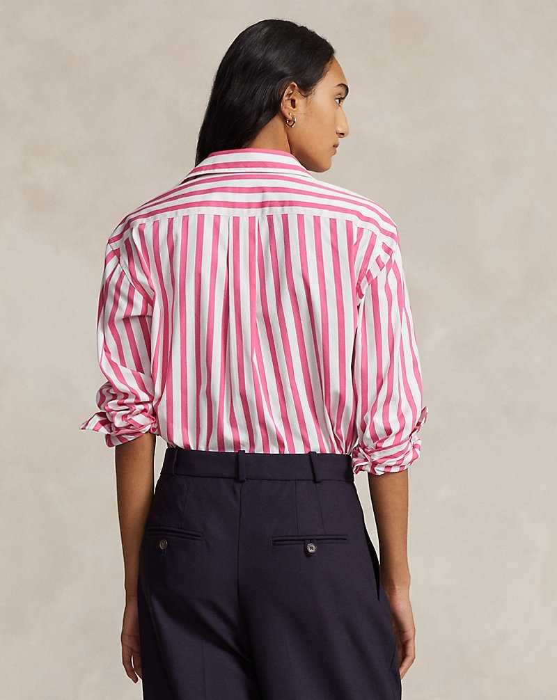 Camisas Ralph Lauren Relaxed Fit Striped Cotton Mujer 860o Pink/White | TQELZUG-81 - vista 4