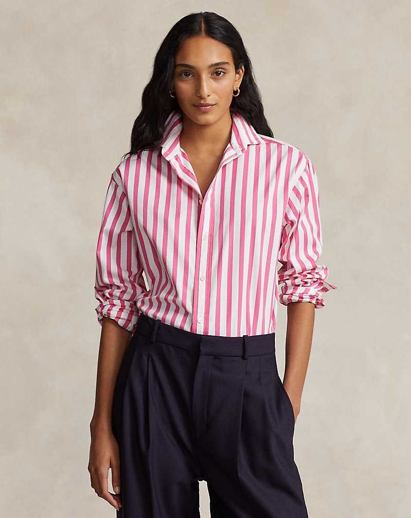 Camisas Ralph Lauren Relaxed Fit Striped Cotton Mujer 860o Pink/White | TQELZUG-81 - vista 1
