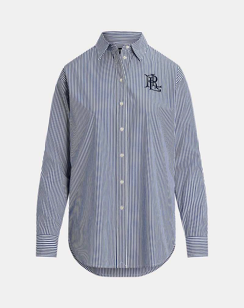 Camisas Ralph Lauren Relaxed Fit Striped Stretch Cotton Mujer Blue/White | QNTCEJY-20 - vista 2