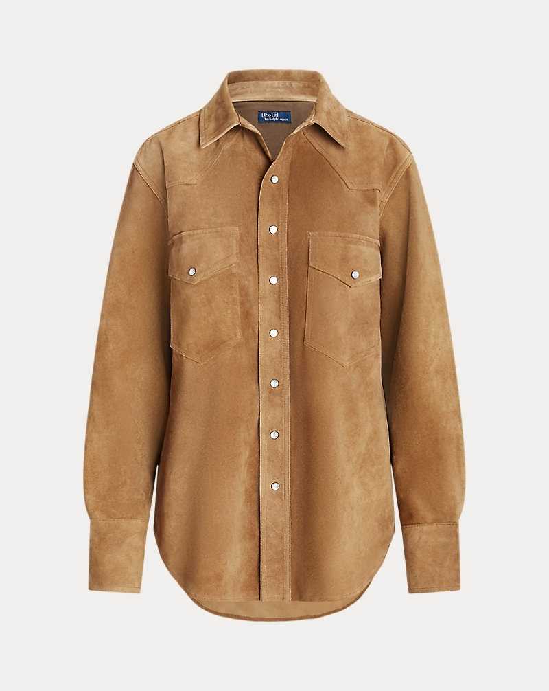 Camisas Ralph Lauren Relaxed Fit Suede Western Mujer Kaki | UMBFAGE-01 - vista 2