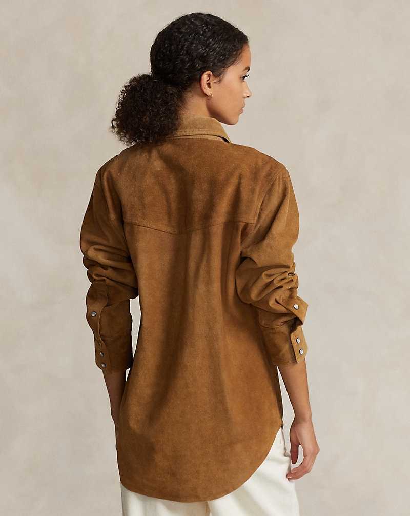 Camisas Ralph Lauren Relaxed Fit Suede Western Mujer Kaki | UMBFAGE-01 - vista 4