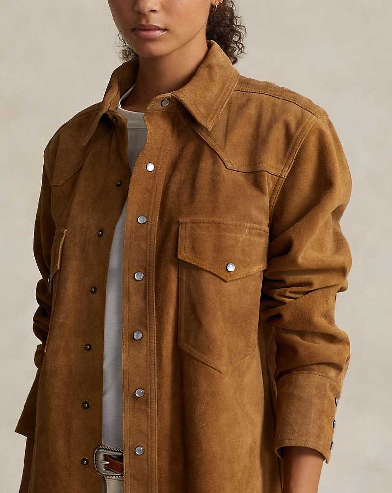 Camisas Ralph Lauren Relaxed Fit Suede Western Mujer Kaki | UMBFAGE-01 - vista 5