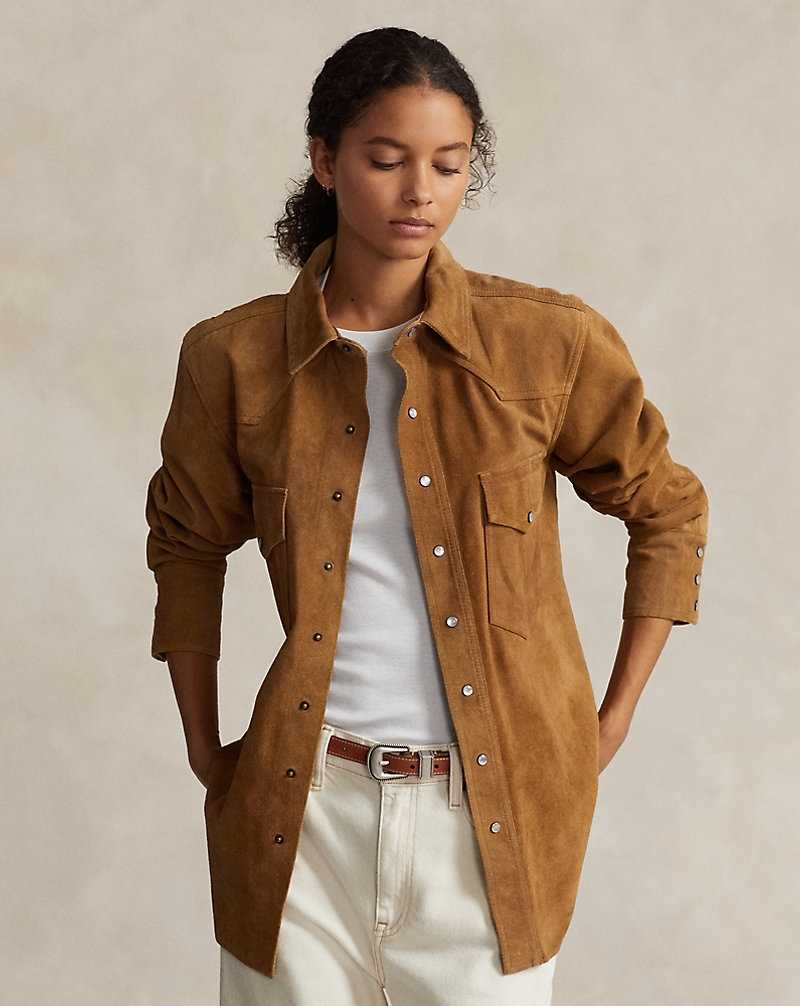 Camisas Ralph Lauren Relaxed Fit Suede Western Mujer Kaki | UMBFAGE-01 - vista 1
