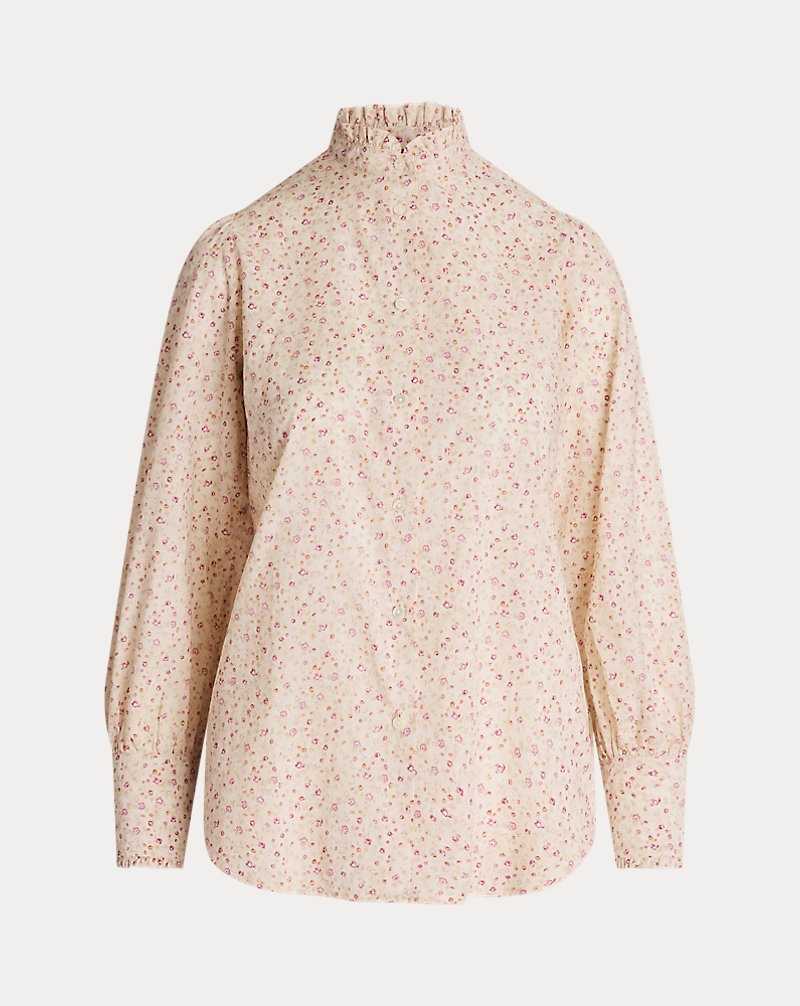 Camisas Ralph Lauren Ruffle-Trim Floral Cotton Mujer Amarillos | QFDPMVE-46 - vista 2