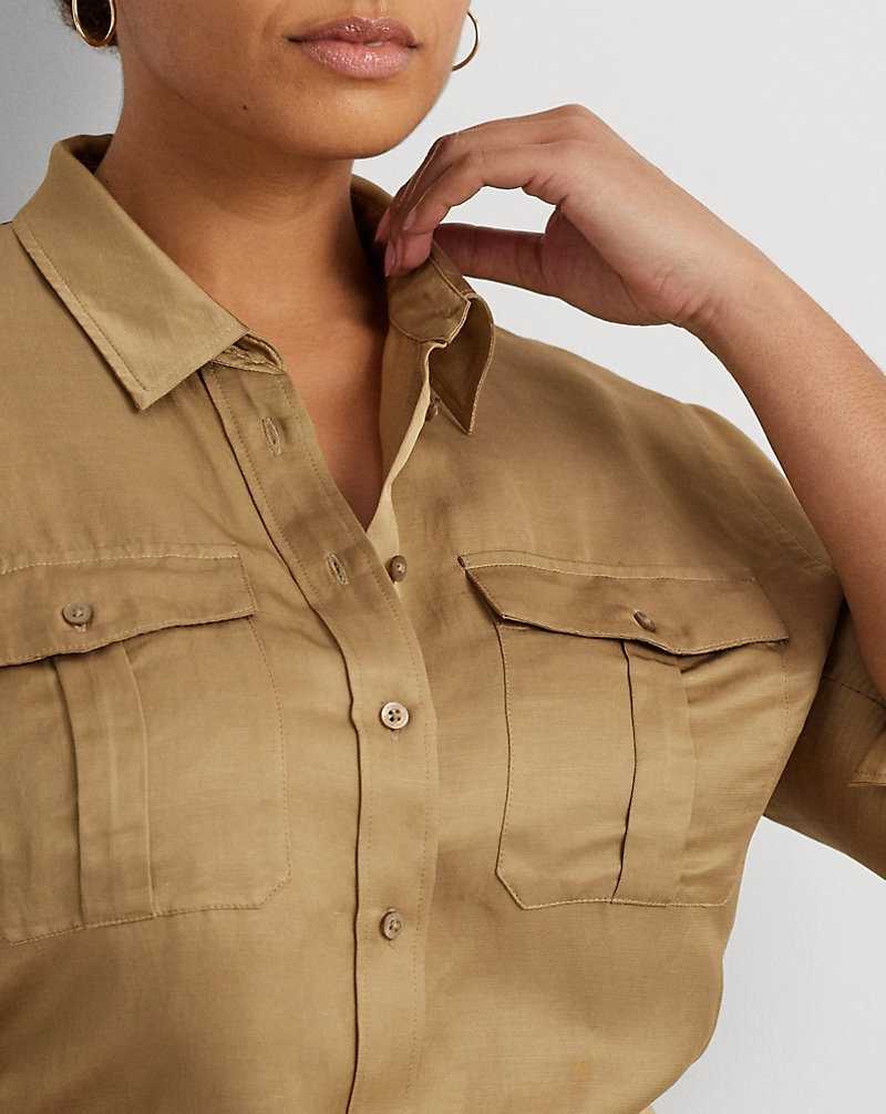 Camisas Ralph Lauren Satin Shantung Mujer Burnished Tan | IEJZDRB-64 - vista 5