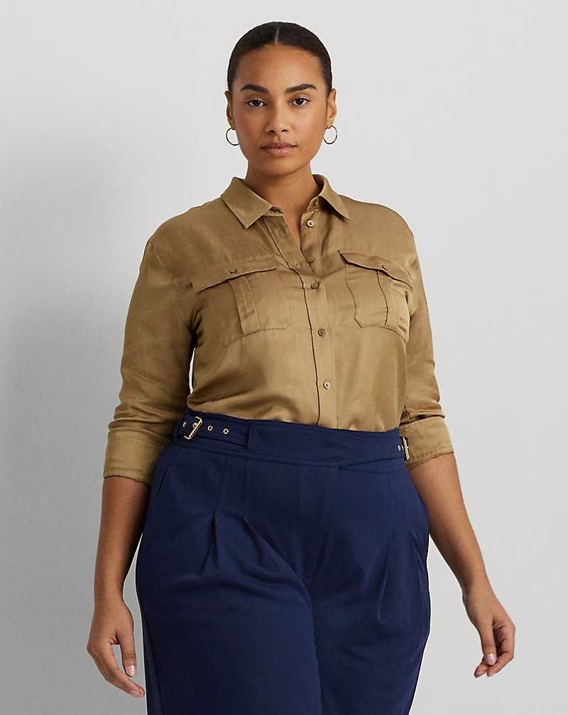 Camisas Ralph Lauren Satin Shantung Mujer Burnished Tan | IEJZDRB-64 - vista 1