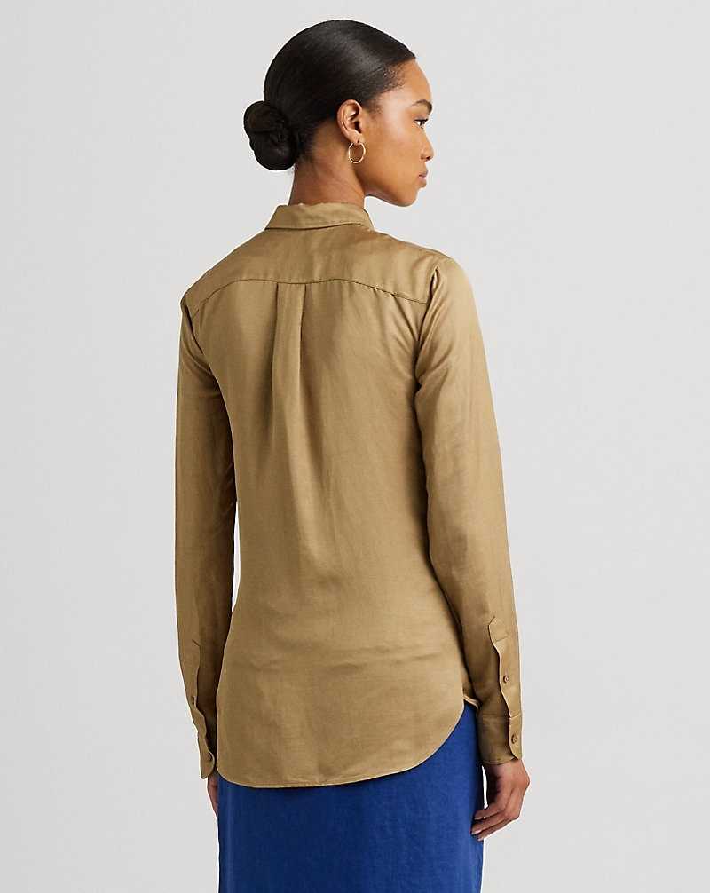 Camisas Ralph Lauren Satin Shantung Mujer Burnished Tan | QBPNVMZ-16 - vista 4
