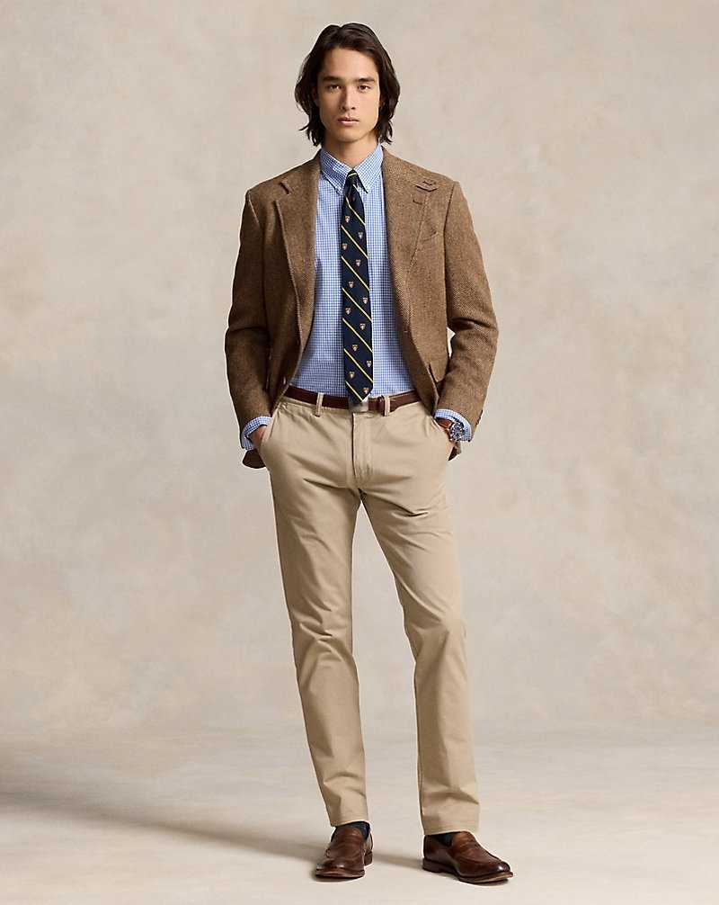 Camisas Ralph Lauren Slim Fit Checked Stretch Poplin Hombre Blue/White Check | KEHQSAN-49 - vista 3