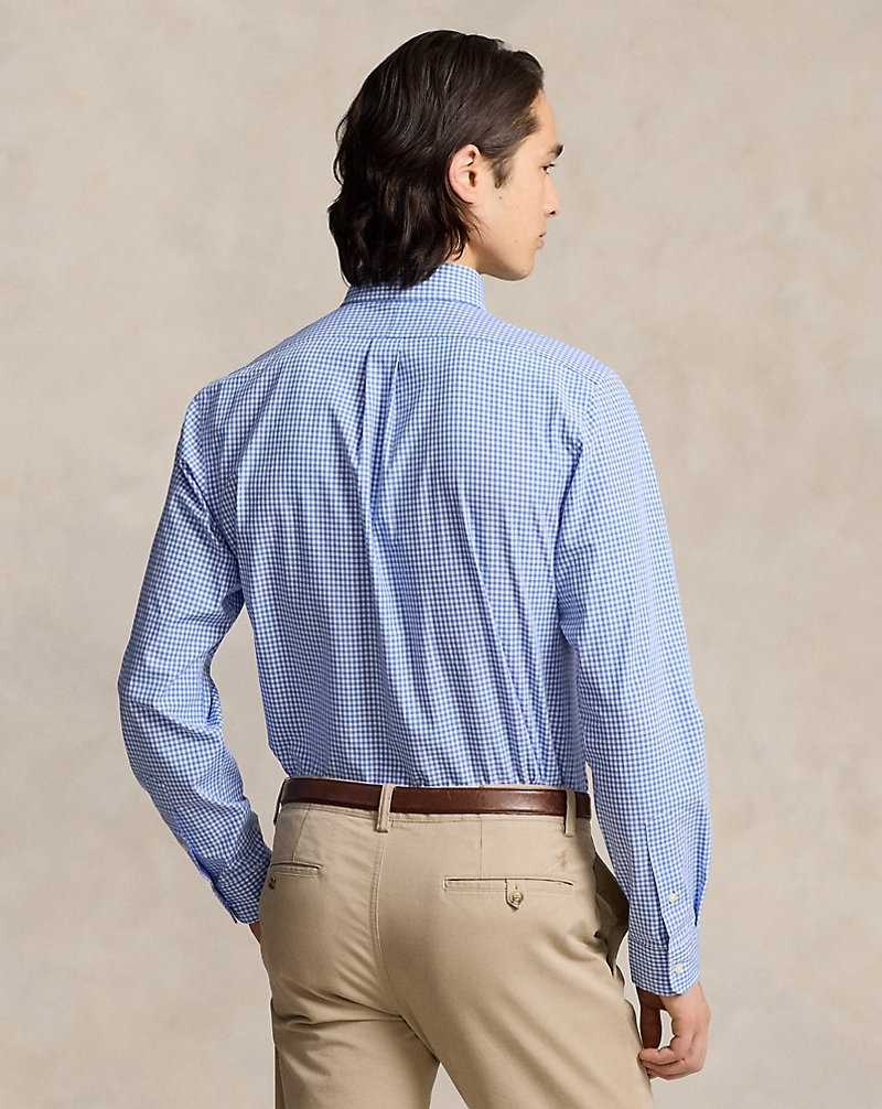 Camisas Ralph Lauren Slim Fit Checked Stretch Poplin Hombre Blue/White Check | KEHQSAN-49 - vista 4