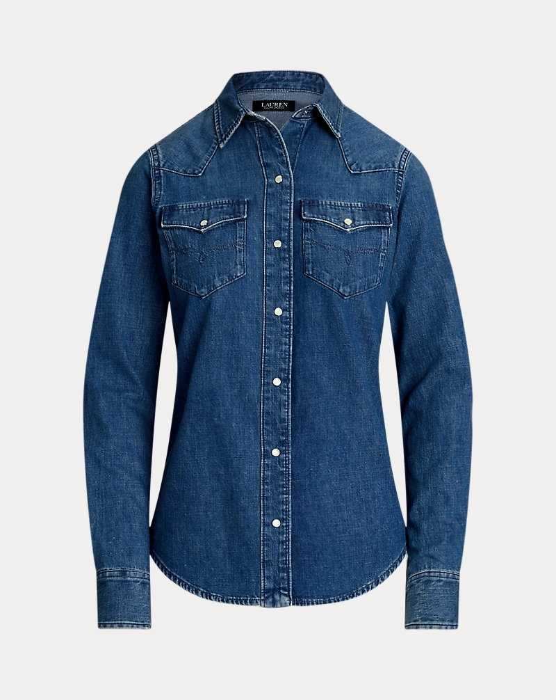 Camisas Ralph Lauren Slim Fit Denim Mujer Azules | TABMCKH-98 - vista 2