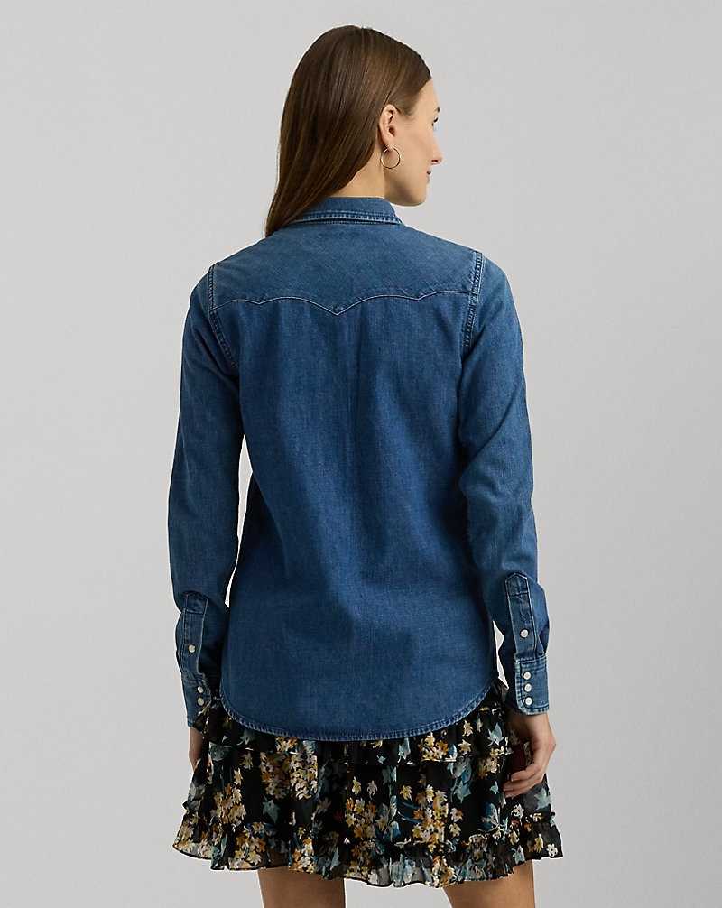 Camisas Ralph Lauren Slim Fit Denim Mujer Azules | TABMCKH-98 - vista 4