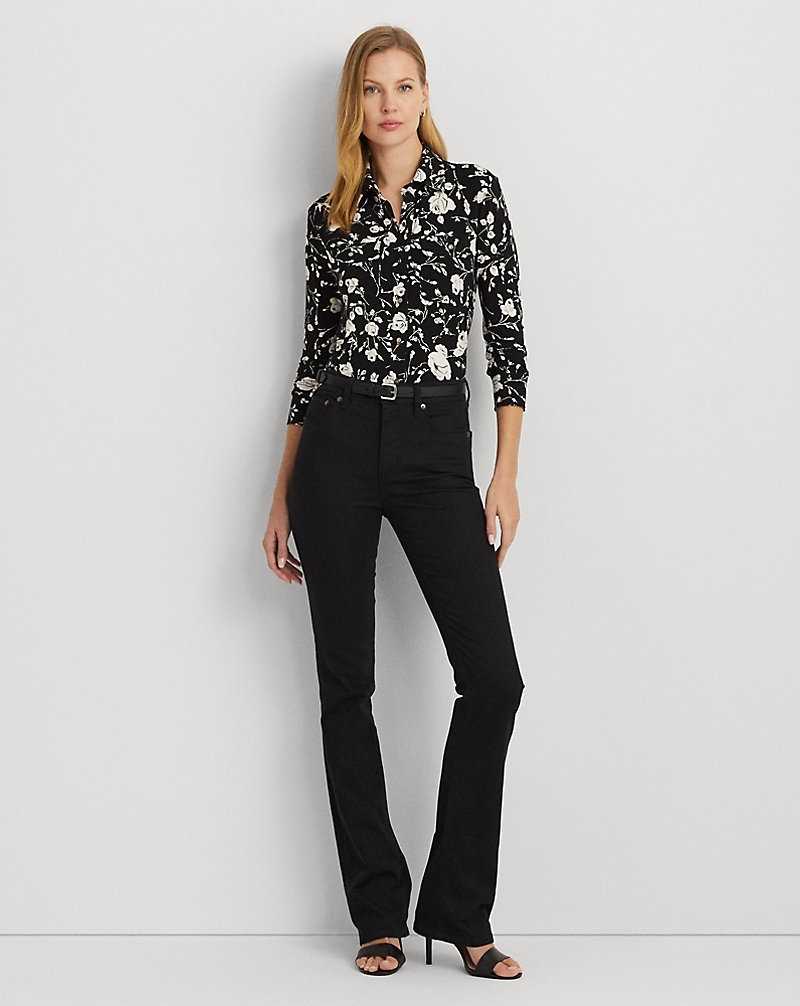 Camisas Ralph Lauren Slim Fit Floral Stretch Jersey Mujer Black/Cream | INOEBMW-35 - vista 3