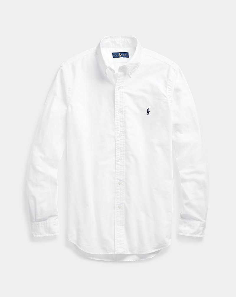 Camisas Ralph Lauren Slim Fit Garment-Dyed Oxford Hombre Blancos | EWBYJDU-51 - vista 2