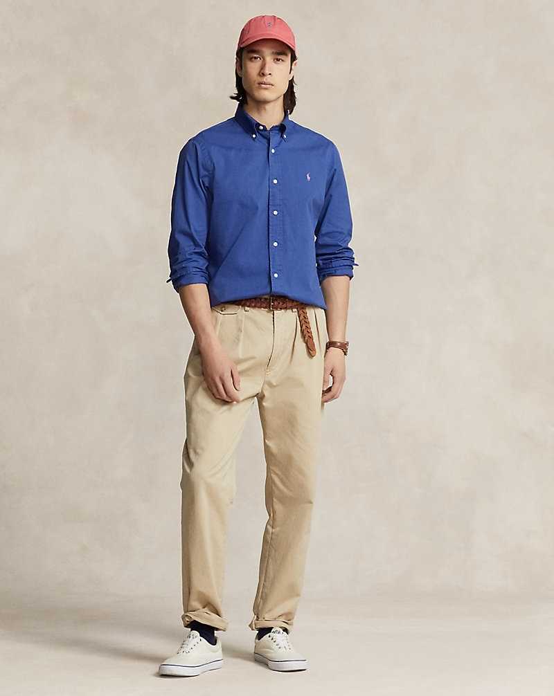 Camisas Ralph Lauren Slim Fit Garment-Dyed Twill Hombre Azul Rey | NPCRMKW-16 - vista 3