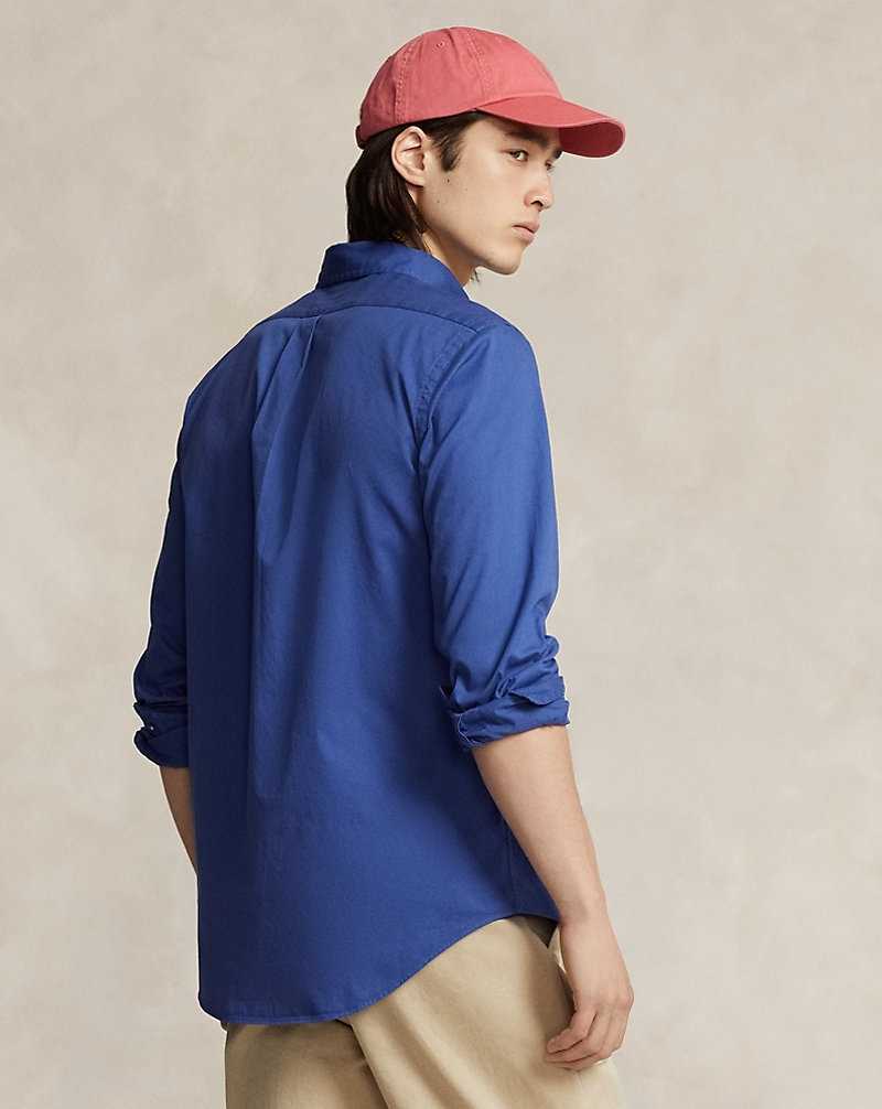 Camisas Ralph Lauren Slim Fit Garment-Dyed Twill Hombre Azul Rey | NPCRMKW-16 - vista 4