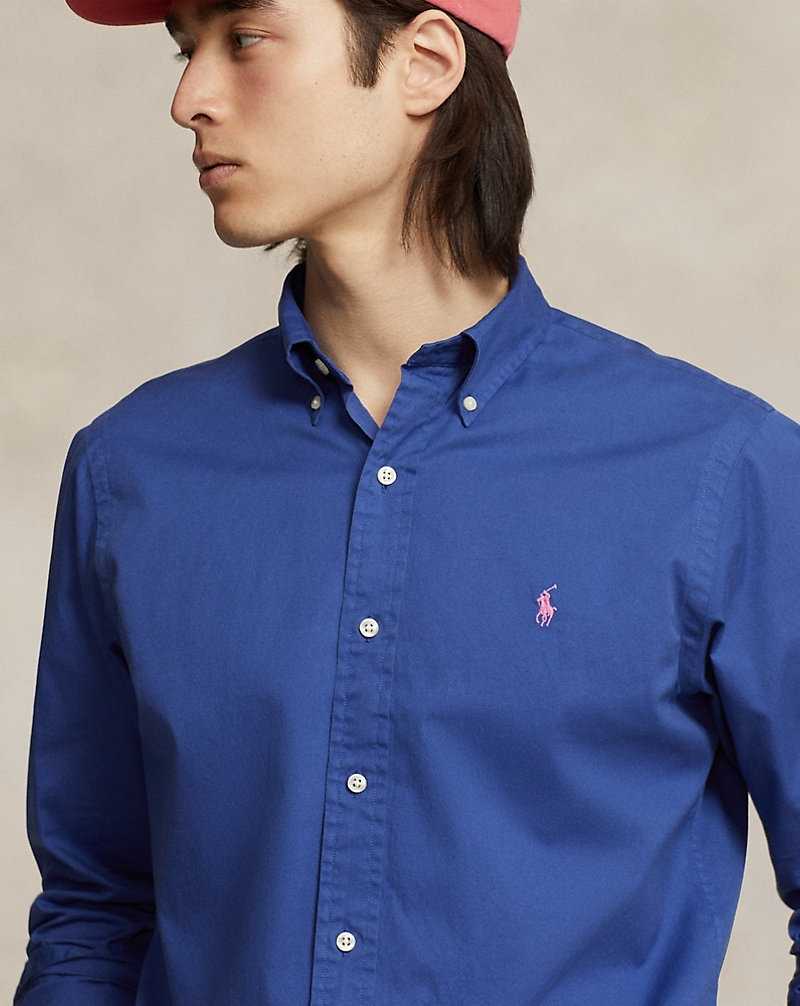 Camisas Ralph Lauren Slim Fit Garment-Dyed Twill Hombre Azul Rey | NPCRMKW-16 - vista 5