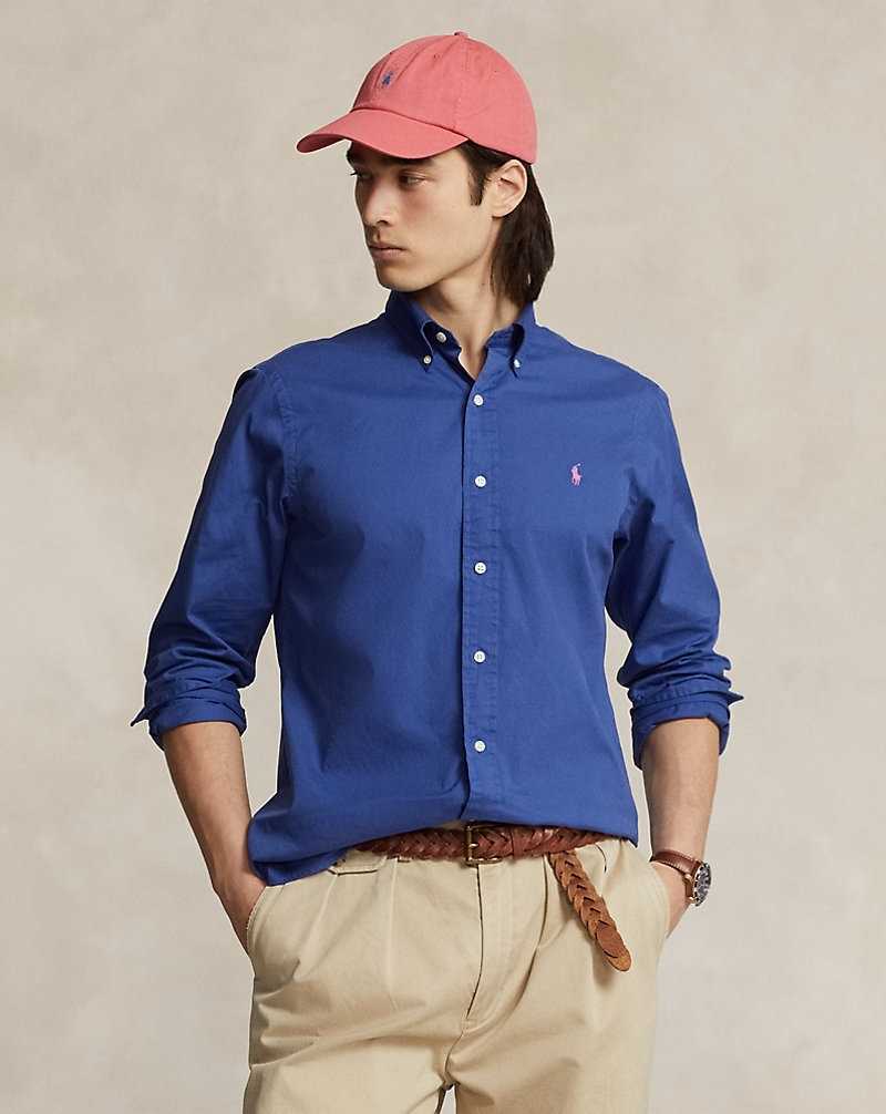 Camisas Ralph Lauren Slim Fit Garment-Dyed Twill Hombre Azul Rey | NPCRMKW-16 - vista 1