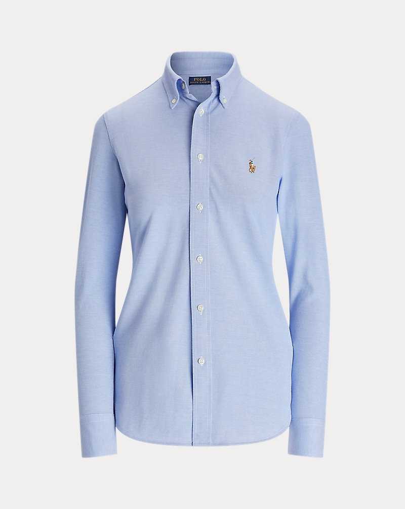 Camisas Ralph Lauren Slim Fit Knit Cotton Oxford Mujer Azules | QBYMGTZ-38 - vista 2